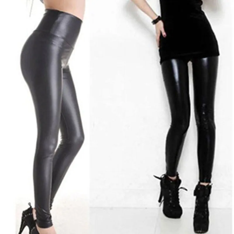 2019 Thicken Winter PU Leather women pants high waist elastic fleece stretch Slim woman pencil skinny trousers W3 | Женская одежда