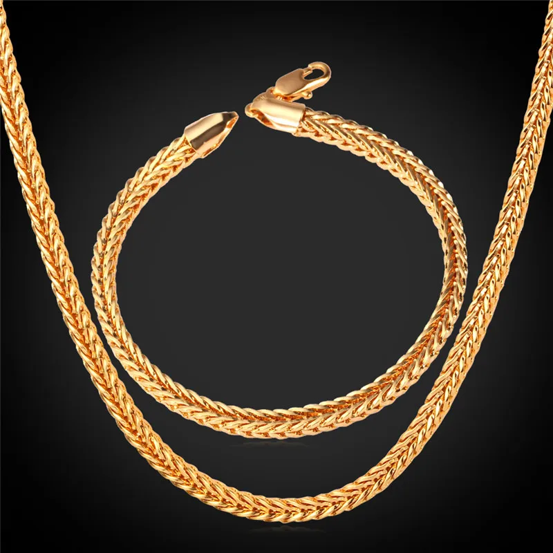 Fashion Jewelry Sets Men's Chains Necklace Bracelet Set Yellow Gold Color 4MM 55CM 22" Foxtail Franco Necklace For Men NH850
Fashion Jewelry Sets Men's Chains Necklace Bracelet Set Yellow Gold Color 4MM 55CM 22" Foxtail Franco Necklace For Men NH850