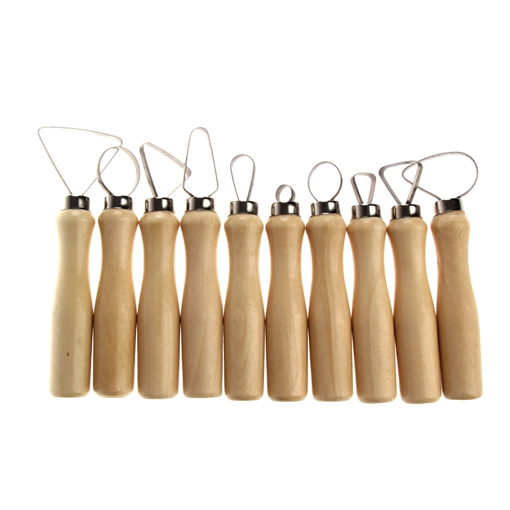 10 Pcs Wood Handle Pottery Clay Sculpture Carving Loop Tool with Stainless Steel Flat Wire Modeling Clay Tools
10 Pcs Wood Handle Pottery Clay Sculpture Carving Loop Tool with Stainless Steel Flat Wire Modeling Clay Tools