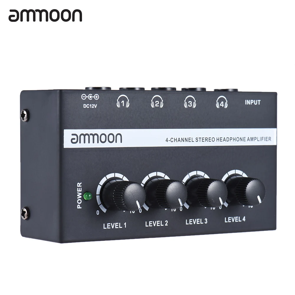 ammoon HA400 Ultra-compact 4 Channels Mini Audio Stereo Headphone Amplifier with Power Adapter Guitar Accessories
ammoon HA400 Ultra-compact 4 Channels Mini Audio Stereo Headphone Amplifier with Power Adapter Guitar Accessories