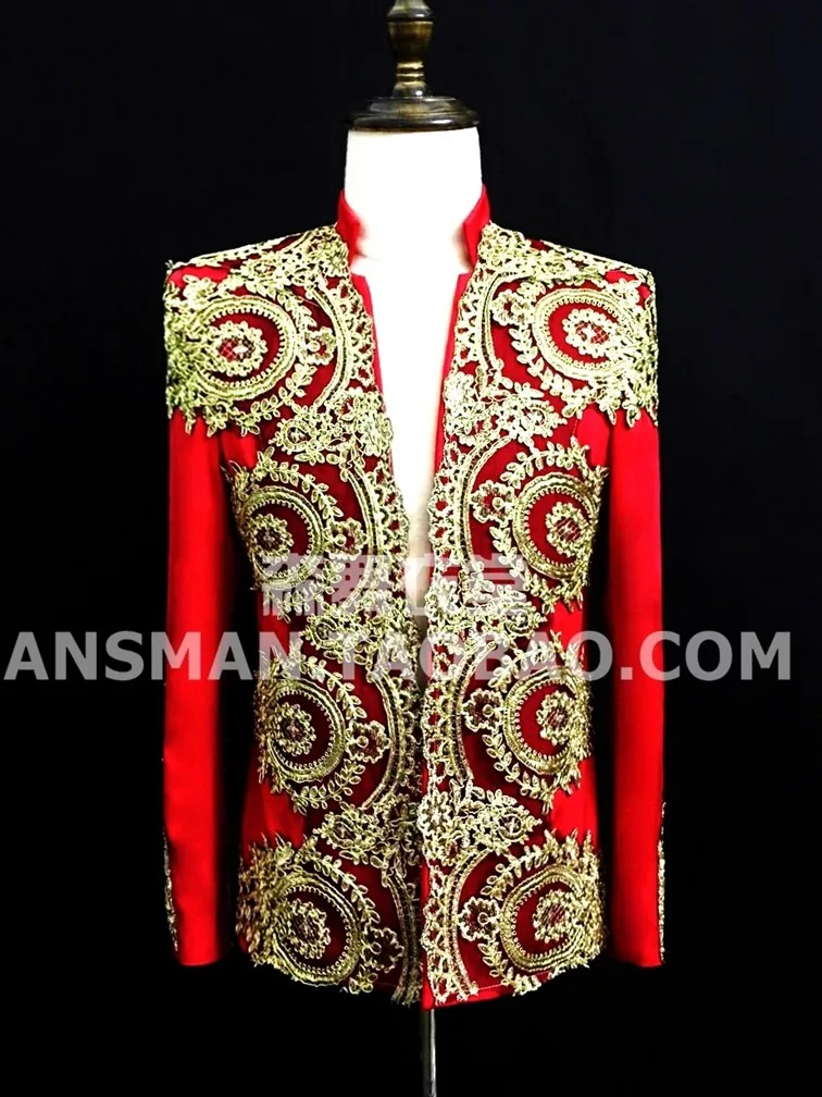 Nightclub Bar Male Singer Dj Dance Jacket Men's baroque Embroidery suit costumes Party show Stage Dress Suit
Nightclub Bar Male Singer Dj Dance Jacket Men's baroque Embroidery suit costumes Party show Stage Dress Suit