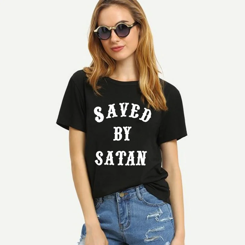 Saved By Satan Letter Printed T-Shirt Women Casual Short Sleeve Tops slogan funny grunge tumblr aesthetic cool girl style tees
Saved By Satan Letter Printed T-Shirt Women Casual Short Sleeve Tops slogan funny grunge tumblr aesthetic cool girl style tees