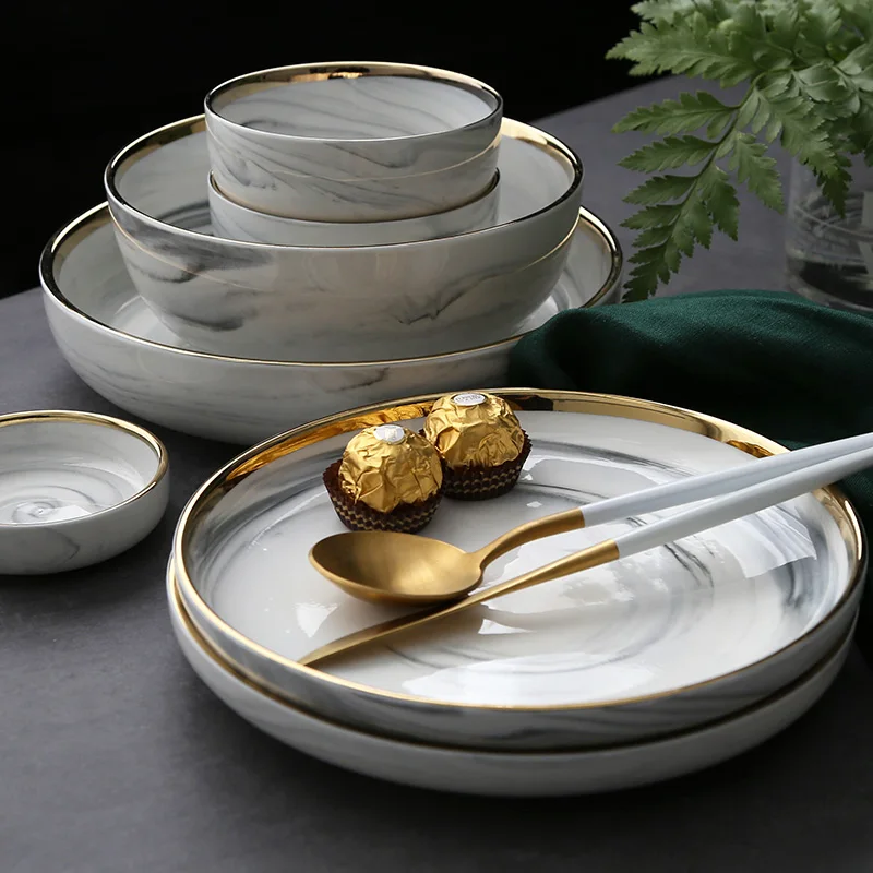 Ceramic Plate Soup Bowl with Golden Rim 7 8 9 Inch Home Dish Tableware European Style Design
Ceramic Plate Soup Bowl with Golden Rim 7 8 9 Inch Home Dish Tableware European Style Design
