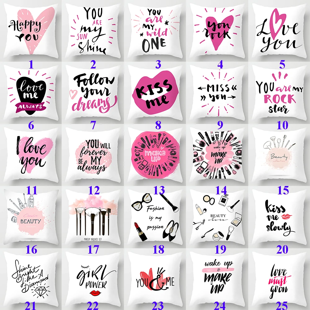 Fashion Pink Letter Pillow Case 45*45 Polyester Home Throw Pillows Soft Decorative Cushion Cover For Sofa Chair Pillow Covers
Fashion Pink Letter Pillow Case 45*45 Polyester Home Throw Pillows Soft Decorative Cushion Cover For Sofa Chair Pillow Covers