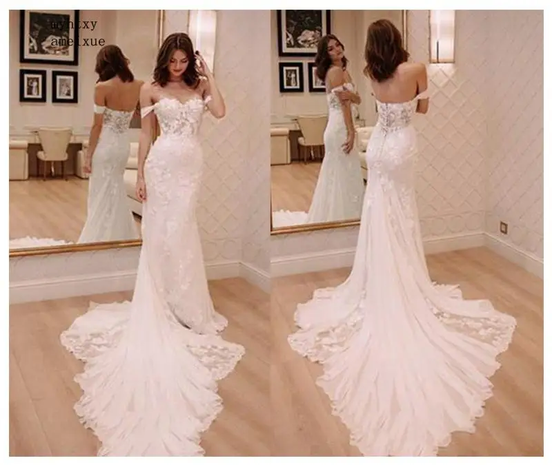Ivory Princess Sexy Wedding Dresses 2020 Robe De Mariee Vintage Lace Mermaid Bridal Gown Elegant Vestido Noiva | Свадьбы и торжества