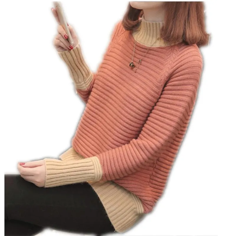 2018New Autumn Winter Women Pullovers Sweater Knitted Female Fashion Patchwork Color Thicken Turtleneck Knitted Shirts Top Q464
2018New Autumn Winter Women Pullovers Sweater Knitted Female Fashion Patchwork Color Thicken Turtleneck Knitted Shirts Top Q464