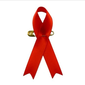 500pcs Red Ribbon Heart Disease and AIDS Awareness Ribbon Bows Free Shipping