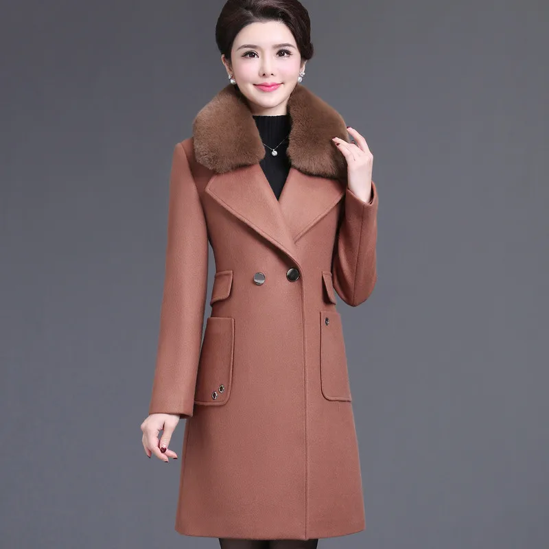 Winter Women Jacket 2018 New Mid-Long Fur Collar Female Woolen Coat High-Grade Large Size Double-Breasted Lady Woolen Coat Cw360
Winter Women Jacket 2018 New Mid-Long Fur Collar Female Woolen Coat High-Grade Large Size Double-Breasted Lady Woolen Coat Cw360