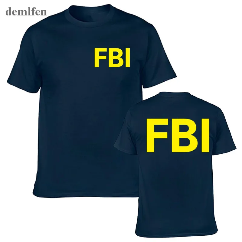 Мужская футболка с принтом спереди и сзади FBI летняя короткими рукавами