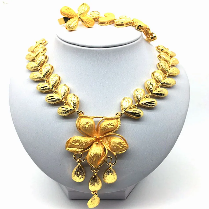 2019 Dubai High Quality 24 Gold Necklace Earrings Jewelry Sets Floral Styling Fashion Women Party Bridal Wedding Jewelry
2019 Dubai High Quality 24 Gold Necklace Earrings Jewelry Sets Floral Styling Fashion Women Party Bridal Wedding Jewelry