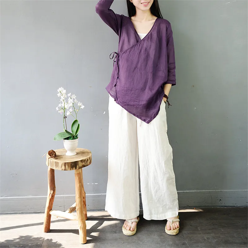 SCUWLINEN 2020 Spring Summer Women Tops Vintage Solid V-neck Three Quarter Lacing Thin Ramie Shirts Casual Chemisier Femme S779
SCUWLINEN 2020 Spring Summer Women Tops Vintage Solid V-neck Three Quarter Lacing Thin Ramie Shirts Casual Chemisier Femme S779