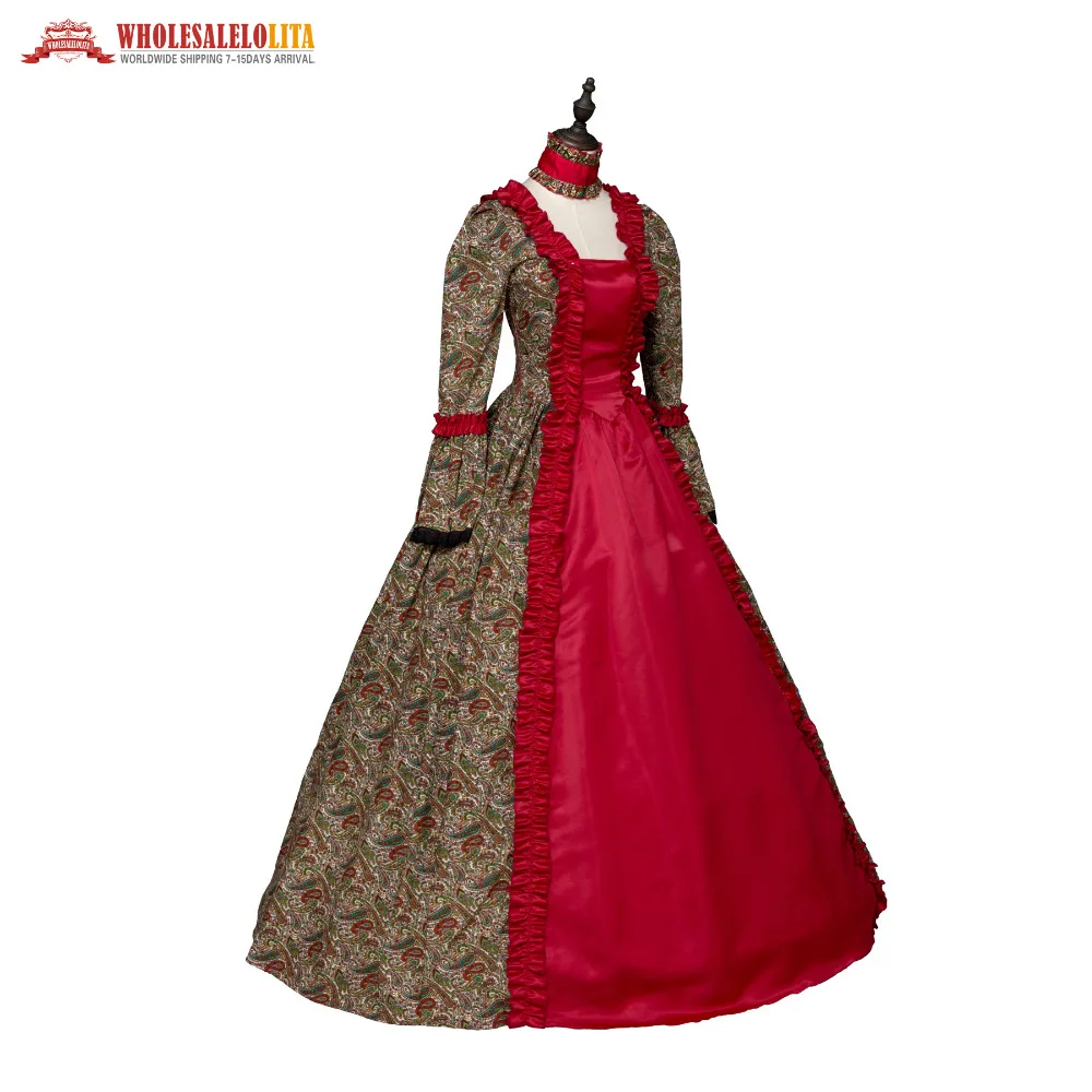 Red Print Renaissance Georgian Gothic Dress Gown Steampunk Reenactment Theatrical Cosplay Costume
Red Print Renaissance Georgian Gothic Dress Gown Steampunk Reenactment Theatrical Cosplay Costume