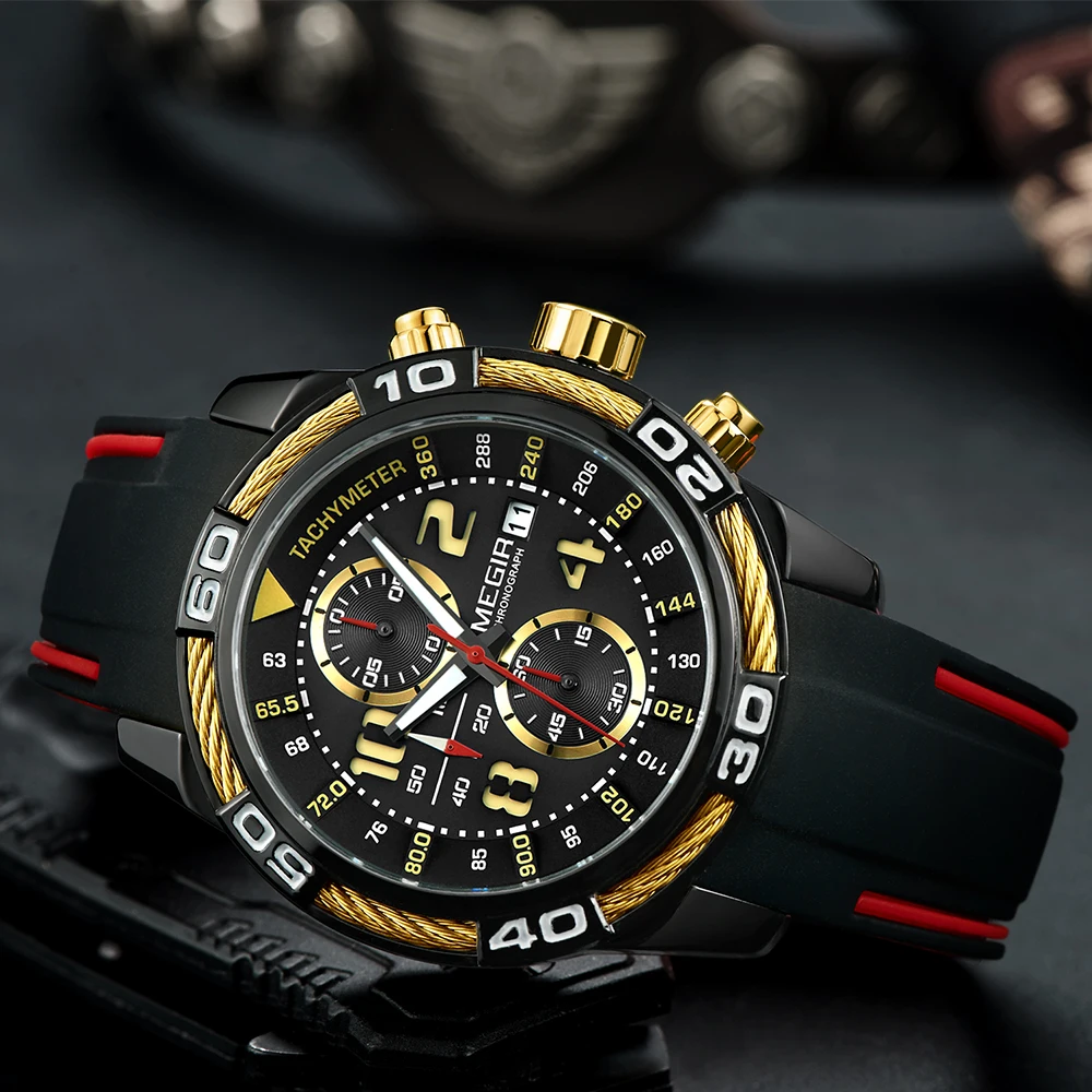 MEGIR Mens Watches Top Luxury Brand Waterproof Sport Wrist Watch Chronograph Quartz Military Genuine Silicone Relogio Masculino
MEGIR Mens Watches Top Luxury Brand Waterproof Sport Wrist Watch Chronograph Quartz Military Genuine Silicone Relogio Masculino