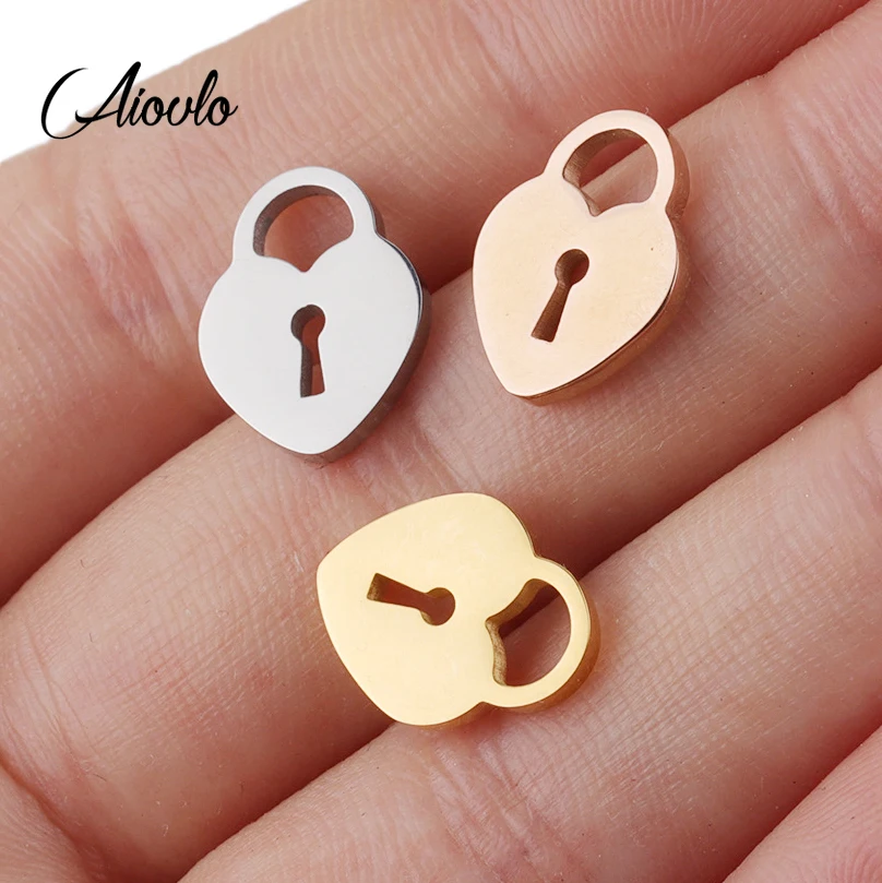 Aiovlo 5pcs/lot Stainless Steel Lock Hollow Pendant Charms for DIY Bracelet Necklace Findings Jewelry Making Accessories
Aiovlo 5pcs/lot Stainless Steel Lock Hollow Pendant Charms for DIY Bracelet Necklace Findings Jewelry Making Accessories