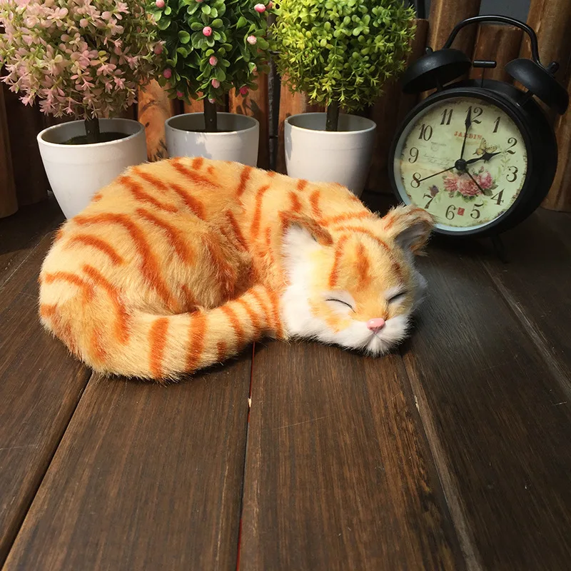 Plush Animals White Yellow Lifelike Sleeping Cats Realistic Pets Models Children Birthday Gifts Creative Home Decoration Kid Toy | Игрушки и
