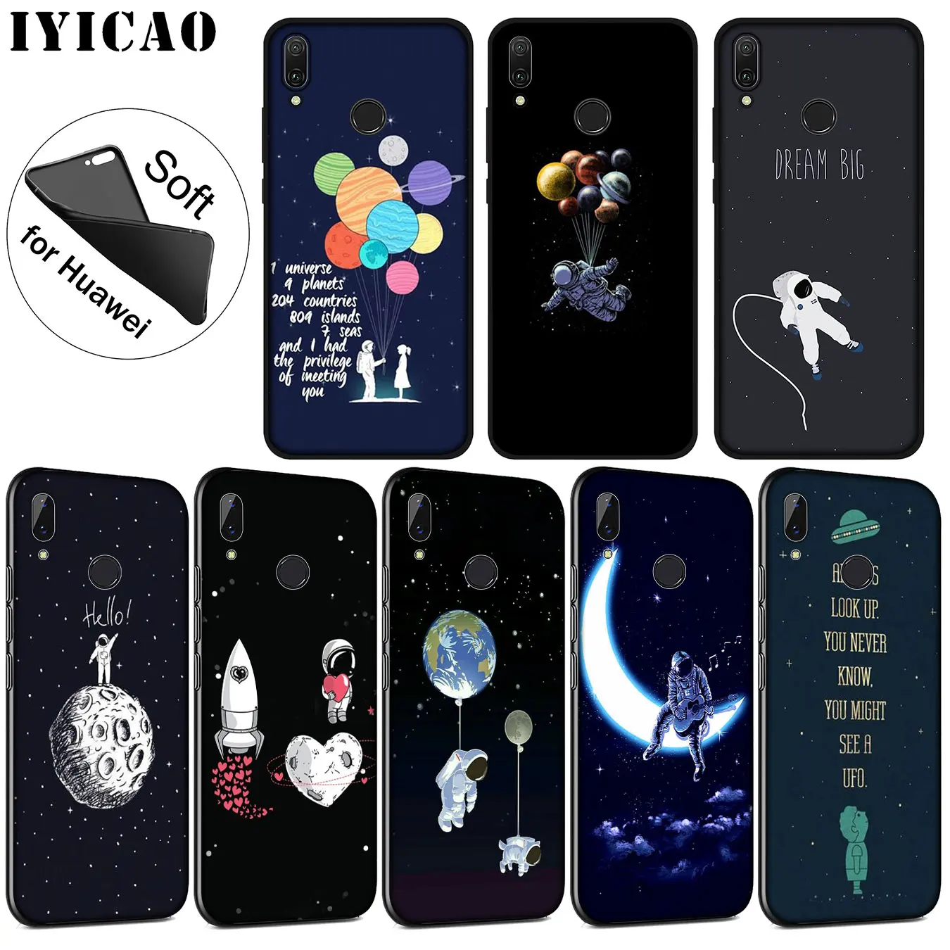 IYICAO Cosmonaut Planets Cosmos Stars лучший мягкий чехол для Huawei P30 P20 Pro P10 P9 P8 Lite Mini 2017 2016 2015 P smart Z