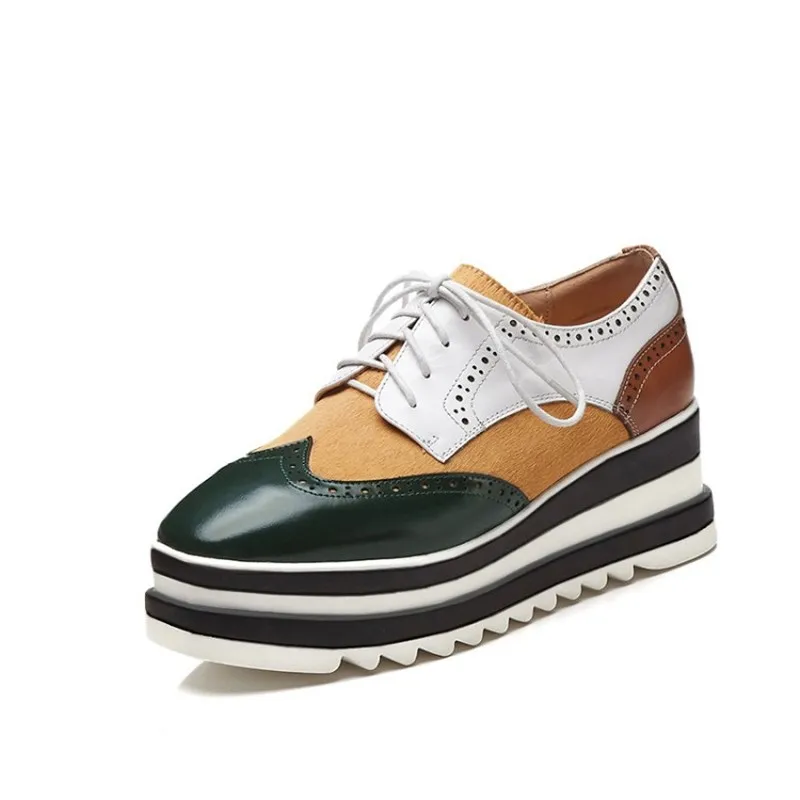 Stylesowner 2019 Spring Casual Shoes Platform Leather Horsehair Cut Out Fashionable Lace Up Shoe Wedge Heel Brogue Shoe
Stylesowner 2019 Spring Casual Shoes Platform Leather Horsehair Cut Out Fashionable Lace Up Shoe Wedge Heel Brogue Shoe