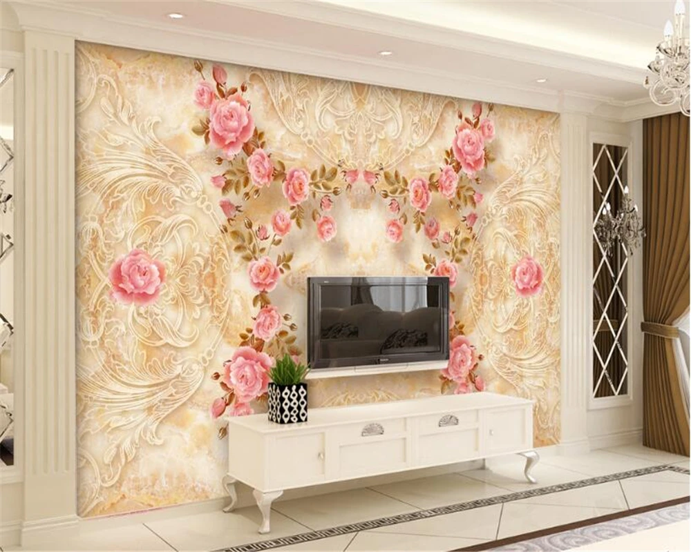 

Beibehang 3d wallpaper marble pattern reliefs rose stone tiles wall background wall living room bedroom background mural photo