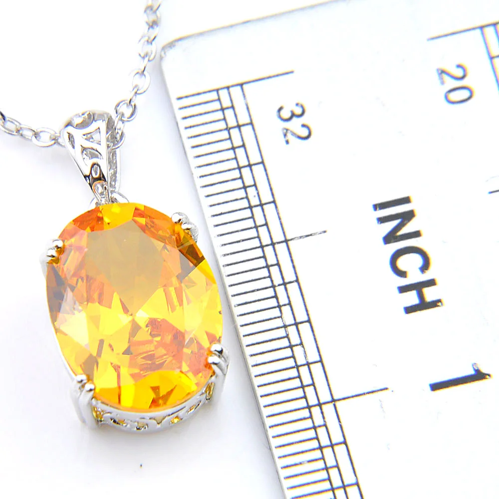Luckyshine 3Pcs/Set Classic Rings Pendants Earrings Yellow Crystial Cubic Zirconia Silvers for Wedding Jewelry Sets Gifts NEW | Украшения и