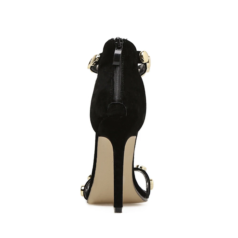 Sexy Women Black Suede Thin High Heel Sandals Lady Favorite Open Toe Daily Dress Pumps Party Shoes Metal Circle Decoration
Sexy Women Black Suede Thin High Heel Sandals Lady Favorite Open Toe Daily Dress Pumps Party Shoes Metal Circle Decoration