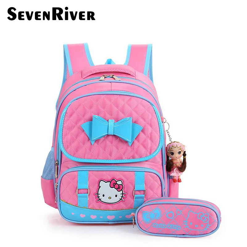 Милые школьные сумки Hello Kitty для маленьких девочек детские рюкзаки с бантиком