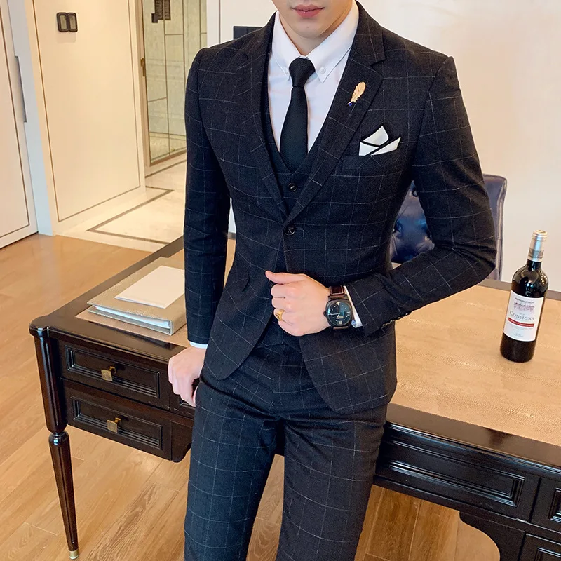 Men Business and Casual Banquet Dress 3pcs Suits Man Professional Solid Color Plaid Set Costume Mariage Homme
Men Business and Casual Banquet Dress 3pcs Suits Man Professional Solid Color Plaid Set Costume Mariage Homme