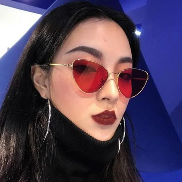 2019 Vintage Sexy Ladies Cat Eye Sunglasses Women Fashion Black Red Eyewear Metal Frame Sun Glasses for Female UV400 Adult | Аксессуары