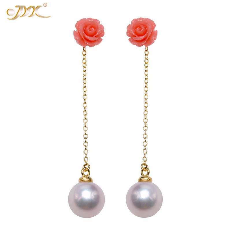 JYX Luxury 2021 pearl earring Natural Round white Freshwater 8mm with red coral rose two wearing ways gift
JYX Luxury 2021 pearl earring Natural Round white Freshwater 8mm with red coral rose two wearing ways gift
