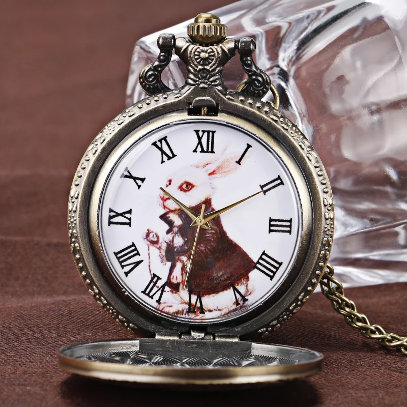 Vintage Watch Alice in Wonderland Cute Rabbit Copper Quartz Pocket Watches Men Women Beautiful Pendant Necklace Daughter Gift
Vintage Watch Alice in Wonderland Cute Rabbit Copper Quartz Pocket Watches Men Women Beautiful Pendant Necklace Daughter Gift