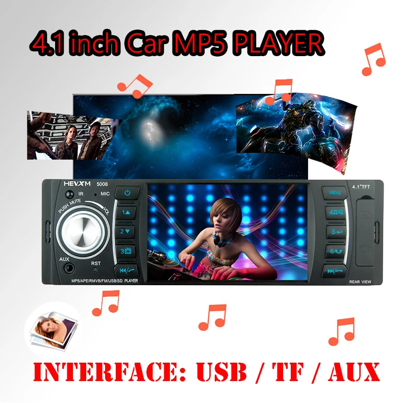 1 DIN 4.1 inch Car Stereo Radio Multimedia MP5 MP3 Player bluetooth SD USB FM Audio Microphone
1 DIN 4.1 inch Car Stereo Radio Multimedia MP5 MP3 Player bluetooth SD USB FM Audio Microphone