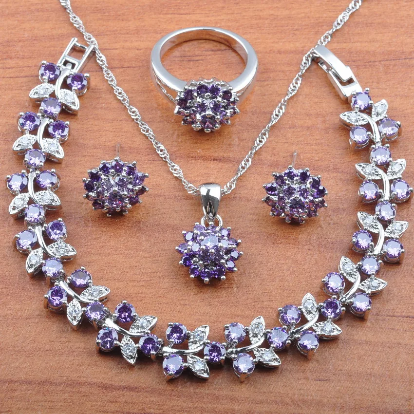 Russian style Jewelry Set Purple Crystal For Women Bridal Gift Earrings Silver Color Necklace Pendant Rings Bracelet JS0227
Russian style Jewelry Set Purple Crystal For Women Bridal Gift Earrings Silver Color Necklace Pendant Rings Bracelet JS0227