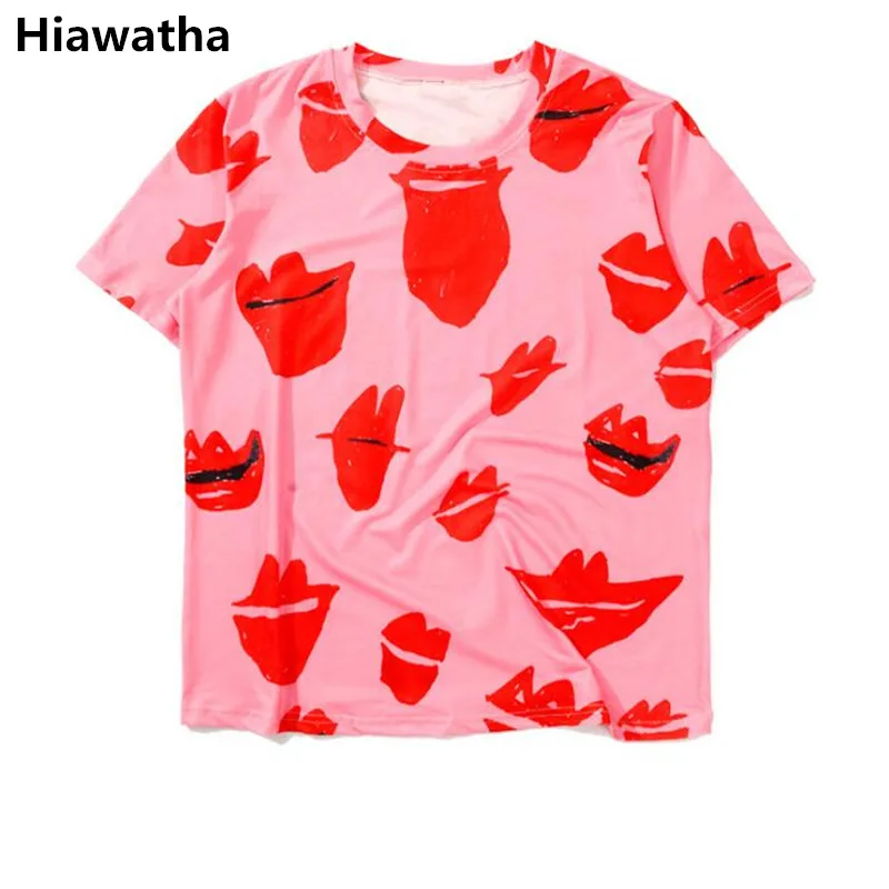 Hiawatha 2018 New Summer Short Sleeve Tees Tops Women Red Lips Printed T Shirt Harajuku Style Casual Loose Girl T-Shirts T4046
Hiawatha 2018 New Summer Short Sleeve Tees Tops Women Red Lips Printed T Shirt Harajuku Style Casual Loose Girl T-Shirts T4046
