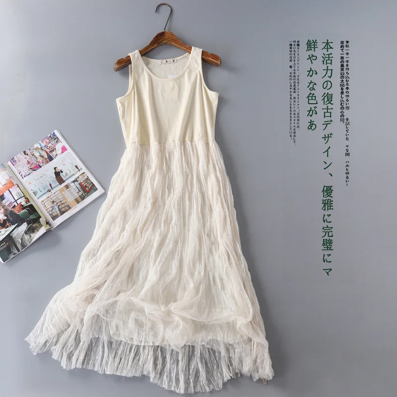 Spring Autumn Lace Sleeveless Dress Women Sweet Solid Vest Dresses Lace Double Layered High Waist Render Ladies Dresses J053
Spring Autumn Lace Sleeveless Dress Women Sweet Solid Vest Dresses Lace Double Layered High Waist Render Ladies Dresses J053