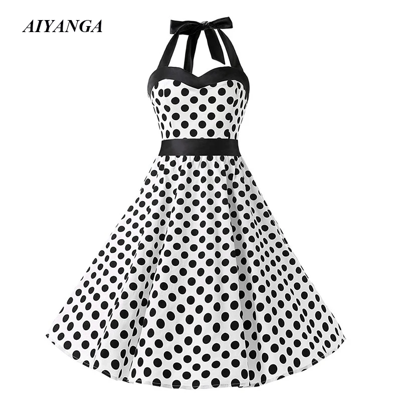 New Vintage Dress Wave point 2019 Spring Summer Halter Dress Female Slim Big Hem High Waist Sleeveless Sexy A-Line Dresses Lady
New Vintage Dress Wave point 2019 Spring Summer Halter Dress Female Slim Big Hem High Waist Sleeveless Sexy A-Line Dresses Lady