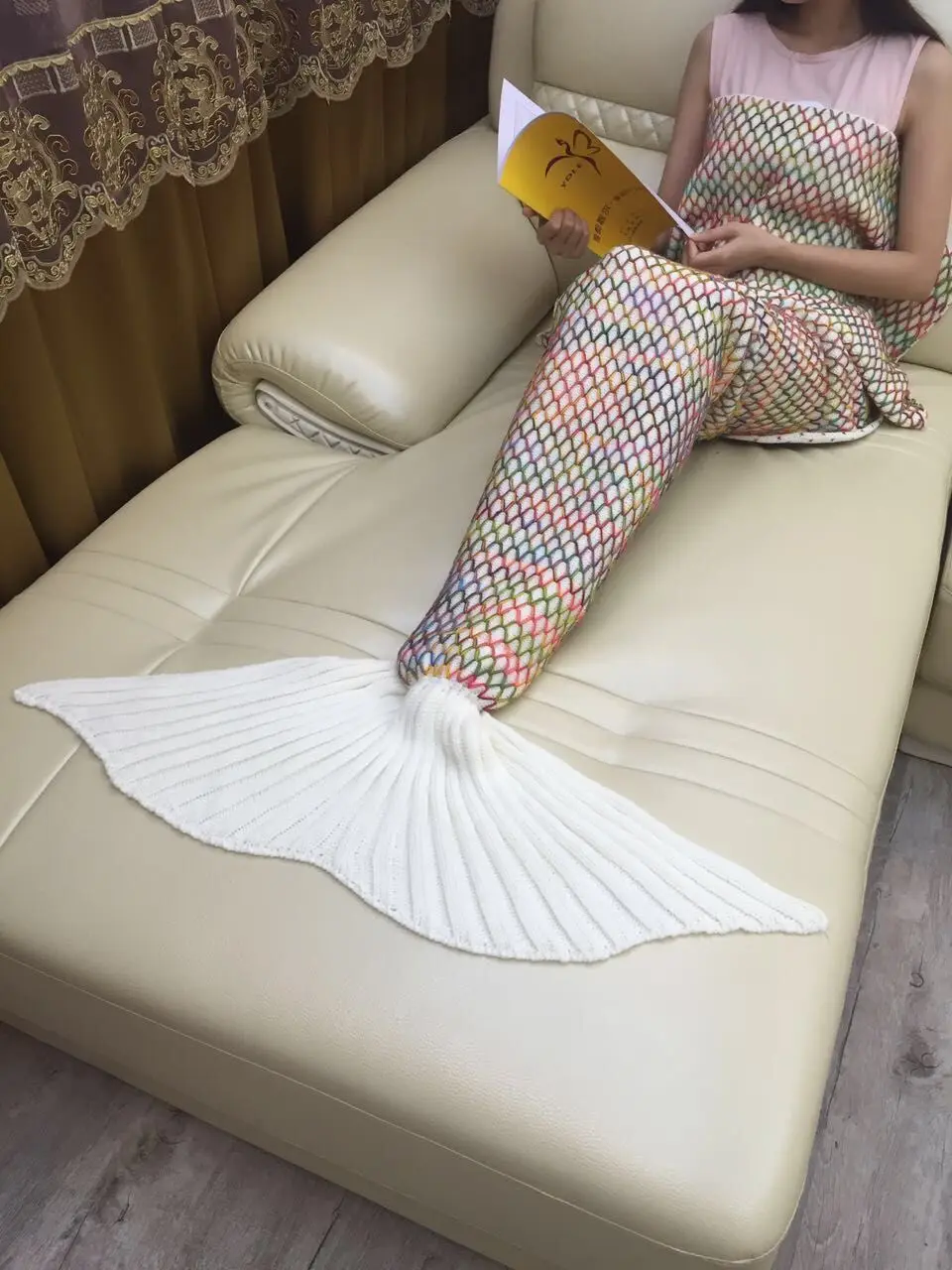 CAMMITEVER Горячее одеяло русалки ручной работы вязаный спальный мешок диван Русалка