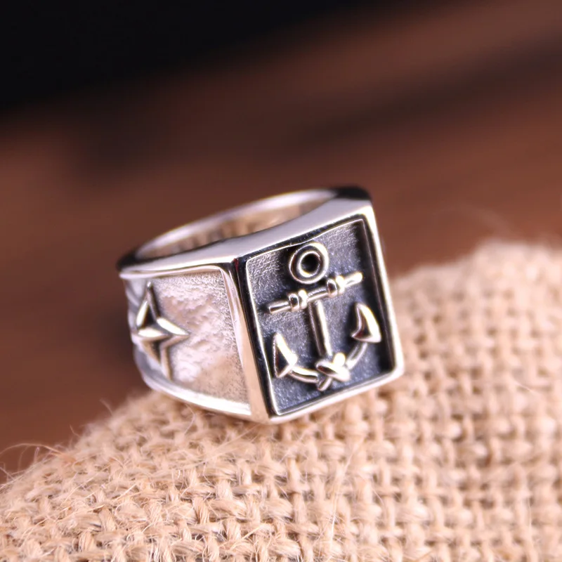 S925 Sterling Silver Ring men and women's Day Korean fashion personality to do the old ship anchor ring back
S925 Sterling Silver Ring men and women's Day Korean fashion personality to do the old ship anchor ring back