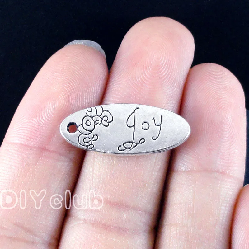 40pcs-Antique Серебряный Овальный цветок подвеска Joy Подвески 25x10mm | Украшения и