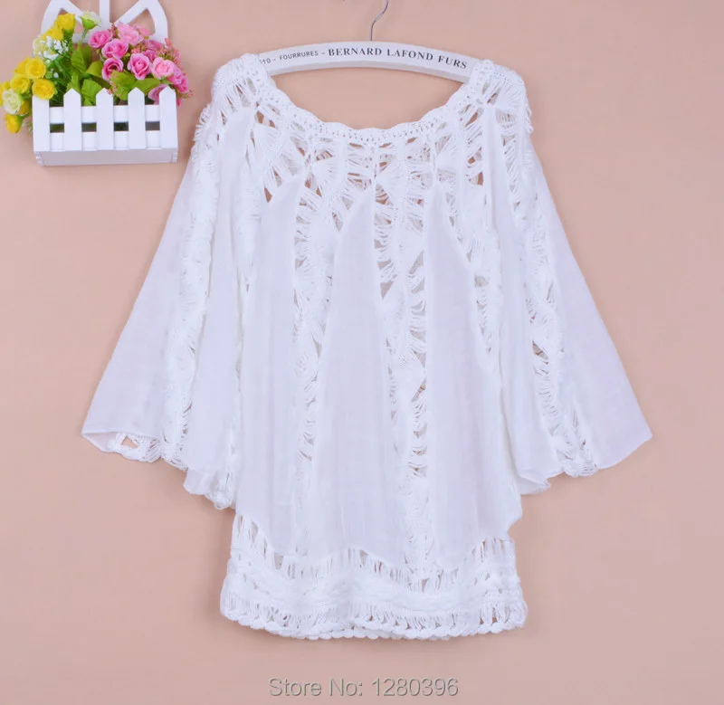 New hot sale blouse Summer autumn fashion hollow out handmade crocheted batwing sleeve cotton pullover women blouse shirt 1707
New hot sale blouse Summer autumn fashion hollow out handmade crocheted batwing sleeve cotton pullover women blouse shirt 1707