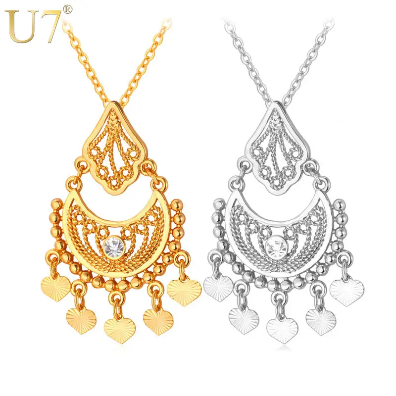 U7 Indian Jewelry Long Tassels Necklace Gold/Silver Color Rhinestone Heart Pendant For Women Sale P54
U7 Indian Jewelry Long Tassels Necklace Gold/Silver Color Rhinestone Heart Pendant For Women Sale P54