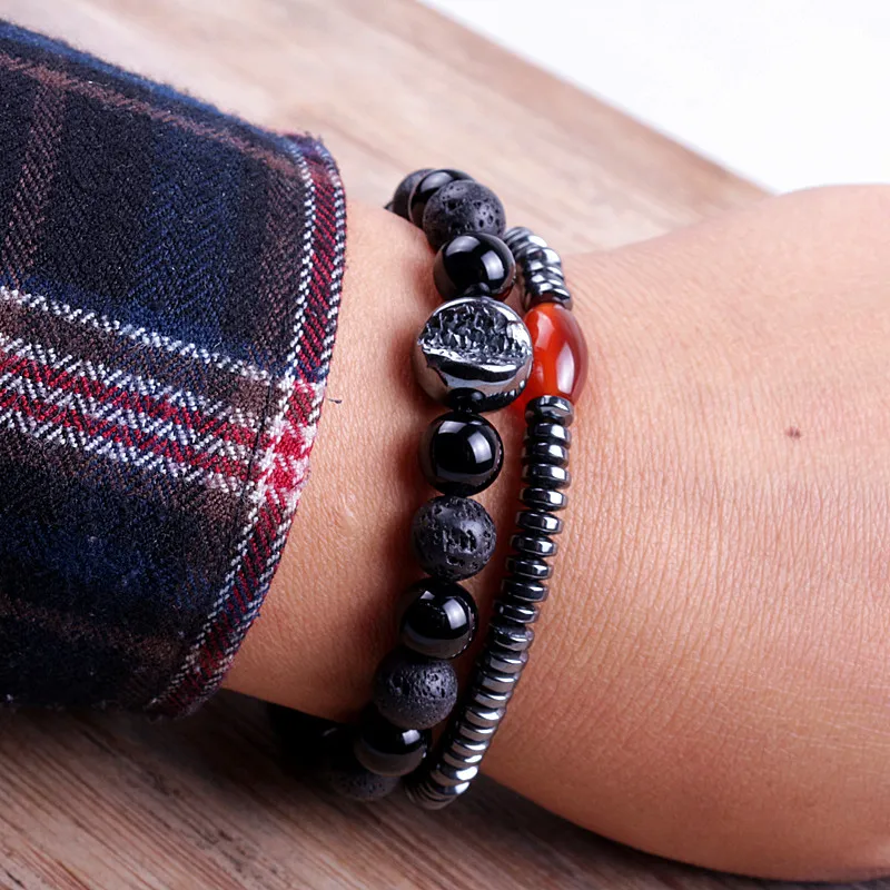 2pcs/set Fashion black Stone Bead Hematite Bracelet Sets Men Charm bracelets & bangles Handmade Men Wristband Jewelry
2pcs/set Fashion black Stone Bead Hematite Bracelet Sets Men Charm bracelets & bangles Handmade Men Wristband Jewelry