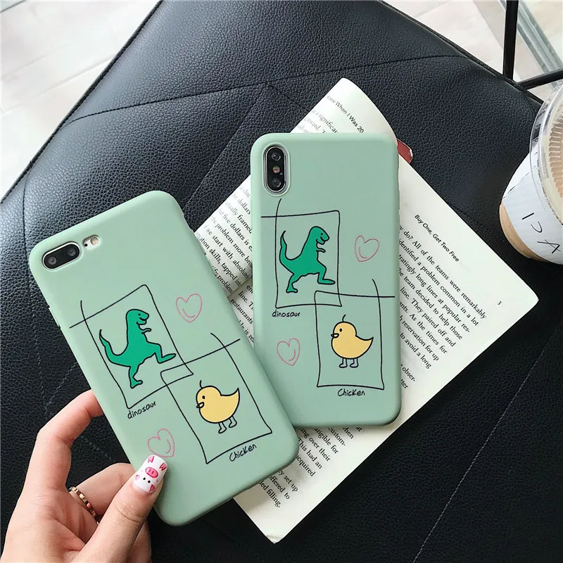 Silicone Dinosaur Case For iPhone 8 8plus 7 Plus Cases Clear Phone iphone 6 s 6s X XR XS Max Cover Coque