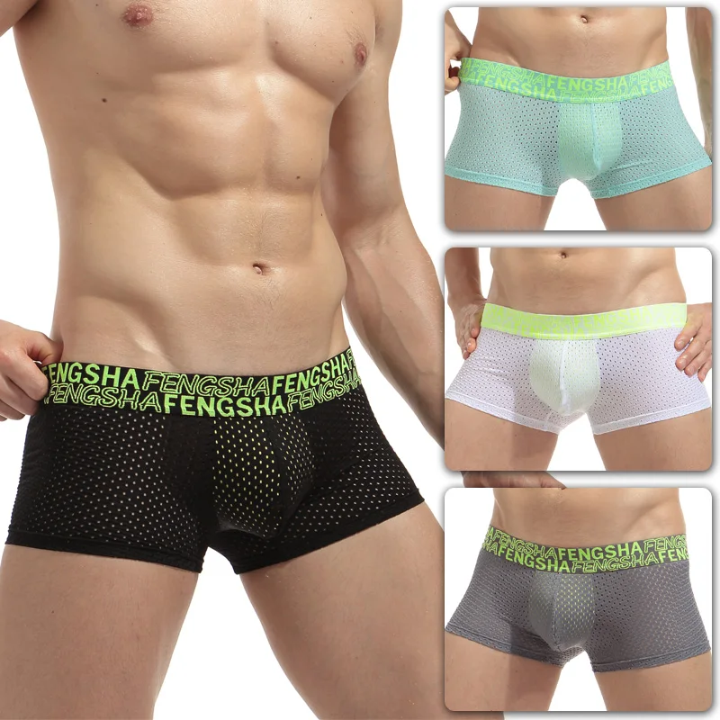 4 шт. мужские прозрачные хлопковые трусы боксеры с заниженной талией|mesh boxers|boxer