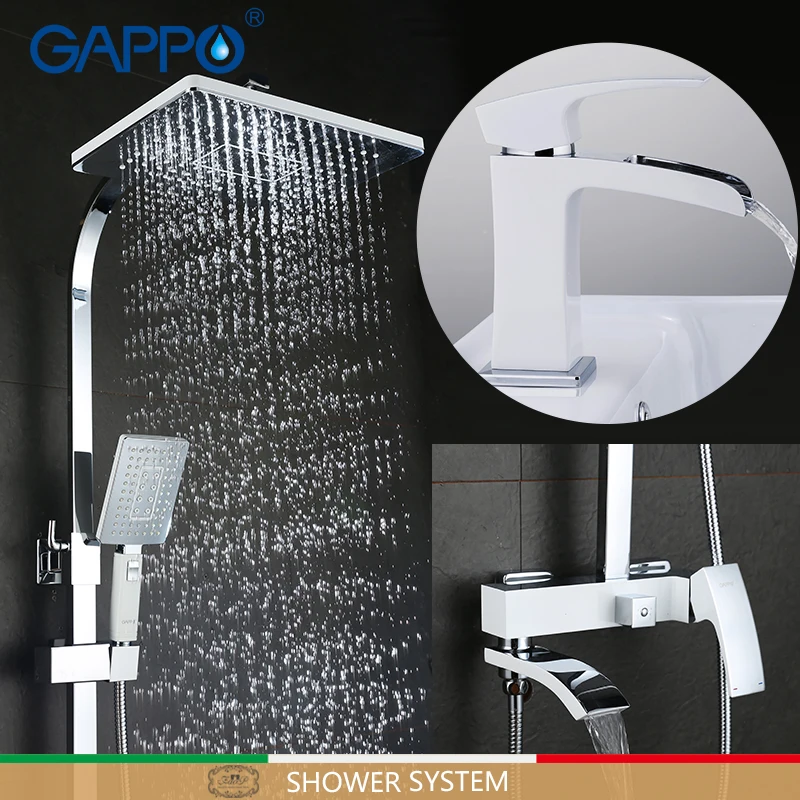 GAPPO Shower system chrome and white bath faucet mixers brass bathroom shower set griferia wall bathroom faucet mixer
GAPPO Shower system chrome and white bath faucet mixers brass bathroom shower set griferia wall bathroom faucet mixer