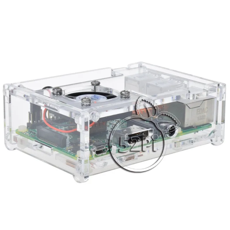 Cooling Kit with Cooling Fan + Copper Heatsinks + Acrylic Case for Raspberry Pi 3 Model B
Cooling Kit with Cooling Fan + Copper Heatsinks + Acrylic Case for Raspberry Pi 3 Model B