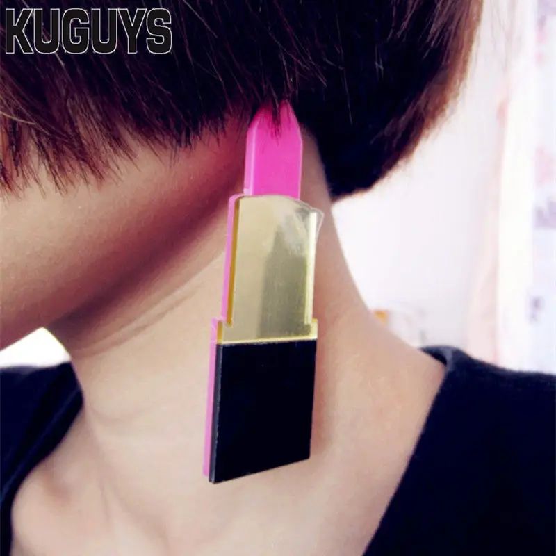 KUGUYS Lipstick Drop Dangle Earring for Women Jewelry Acrylic Hyperbole Long Pink Mirror Gold Color Fashion Dancer Accessories
KUGUYS Lipstick Drop Dangle Earring for Women Jewelry Acrylic Hyperbole Long Pink Mirror Gold Color Fashion Dancer Accessories