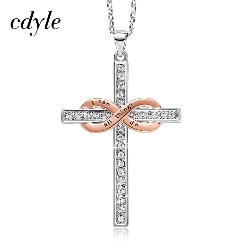 Cdyle женское серебряное ожерелье с крестом украшено кристаллами collier femme