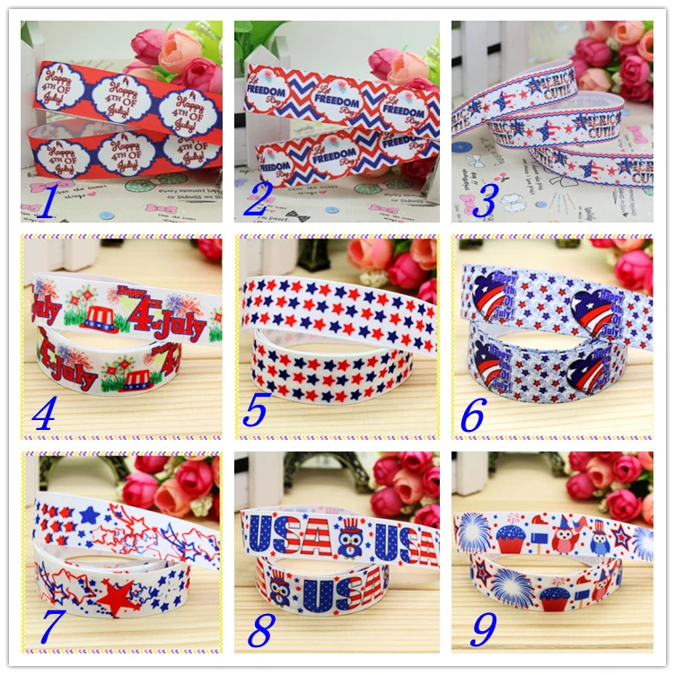 

7/8'' Free shipping love owl 4th of july printed grosgrain ribbon hairbow headwear party decoration diy wholesale OEM 22mm D287