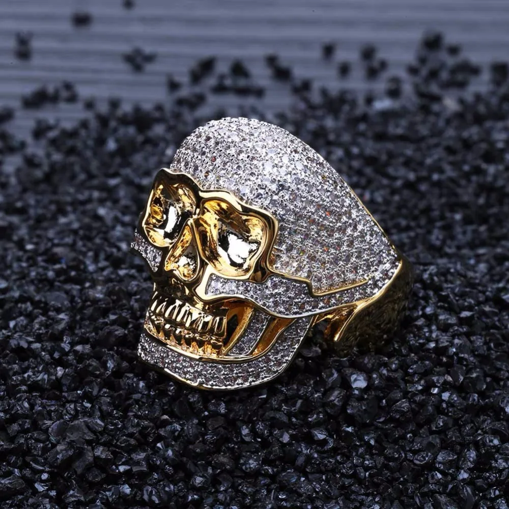 Hip Hop CZ Stone Pave Ice Out Bling Golden Ring Gold Color Copper Material Skeleton Skull Rings for Men Rock Jewelry
Hip Hop CZ Stone Pave Ice Out Bling Golden Ring Gold Color Copper Material Skeleton Skull Rings for Men Rock Jewelry