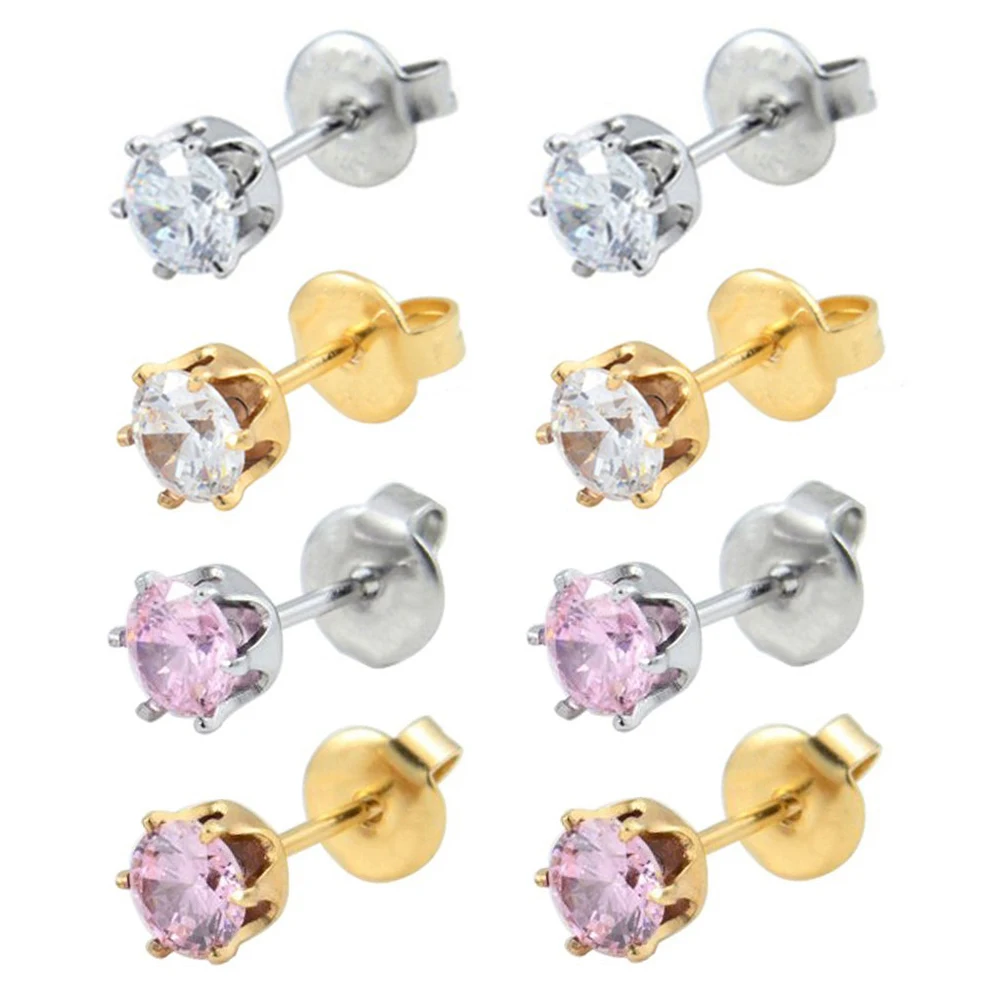 4 Pairs CZ Zircon Crystal Ear Stud Piercing Earring Jewelry 5mm Cubic Zirconia Crown Shaped Studs Earrings
4 Pairs CZ Zircon Crystal Ear Stud Piercing Earring Jewelry 5mm Cubic Zirconia Crown Shaped Studs Earrings