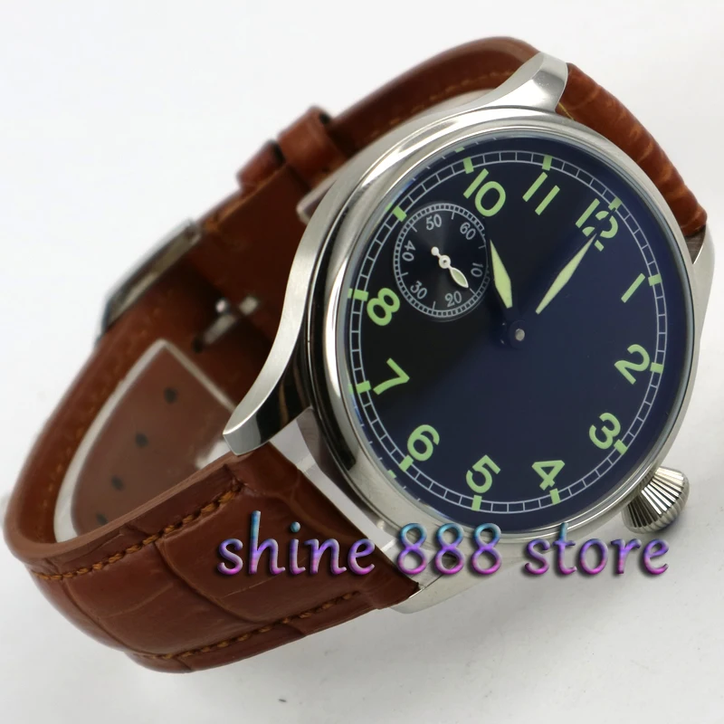 44mm parnis black dial Brown strap ST 3600 hand winding 6497 mechanical mens watch
44mm parnis black dial Brown strap ST 3600 hand winding 6497 mechanical mens watch